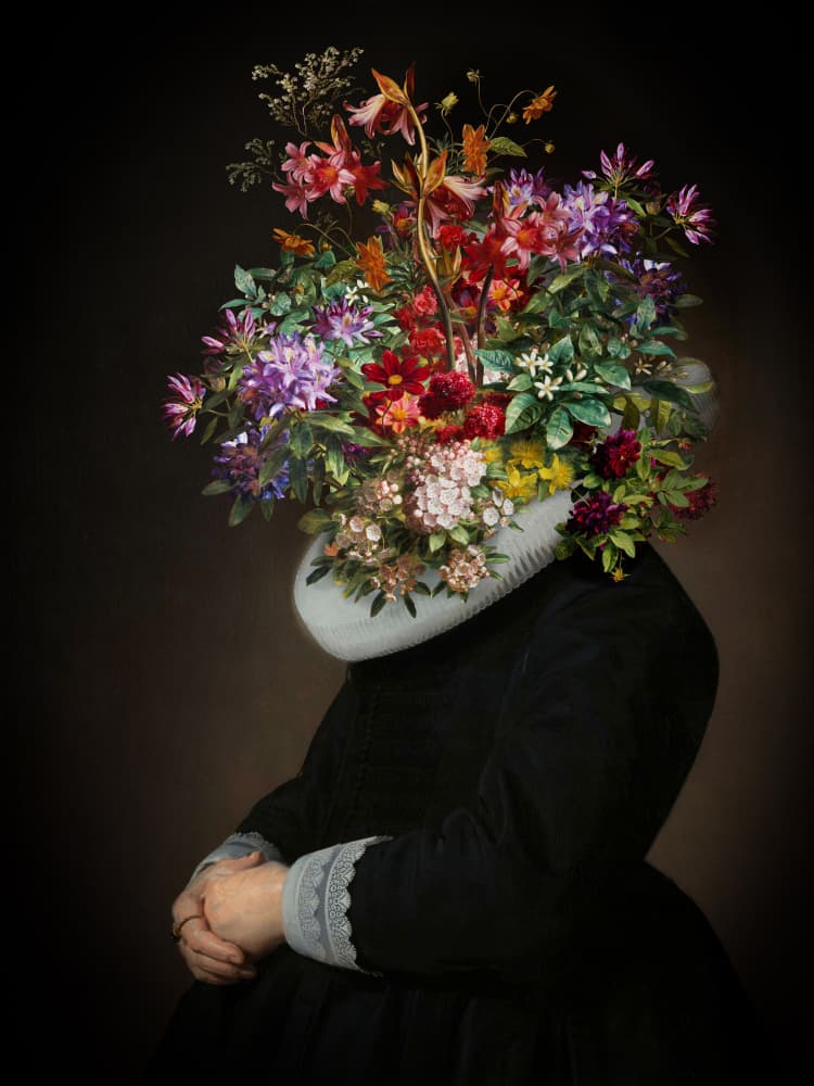 Elegant Baroque Floral Head by Marja van den Hurk — canvas wall art