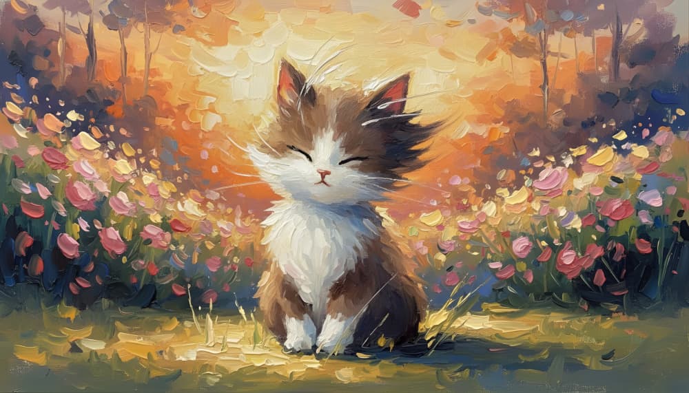 Sunny Kitten Field by HUGO — canvas wall art