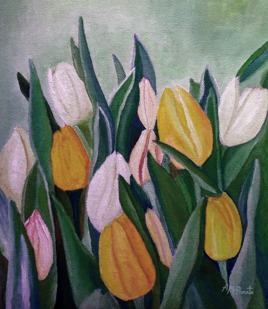 Vibrant Spring Tulips by Angeles M. Pomata — canvas wall art