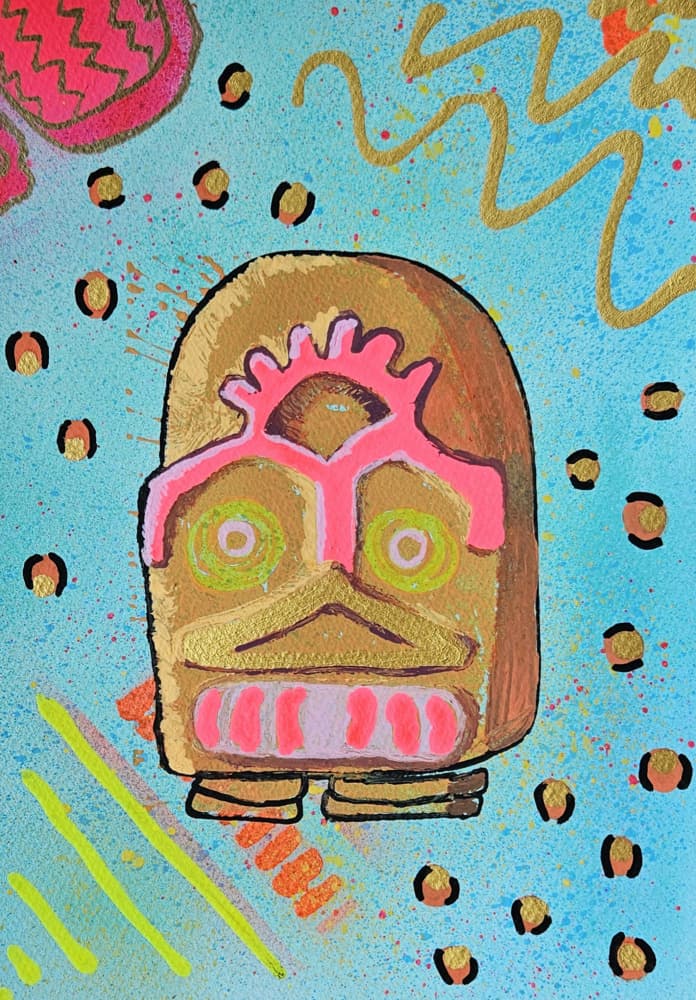 Golden Abstract Creature by Olea Huuska — canvas wall art