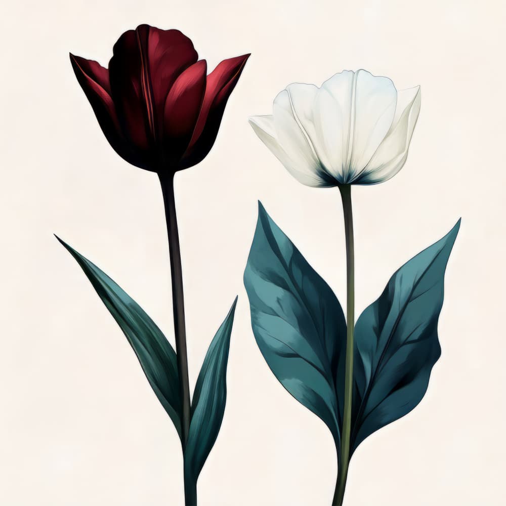 Elegant Tulip Contrast by Bilge Paksoylu — canvas wall art