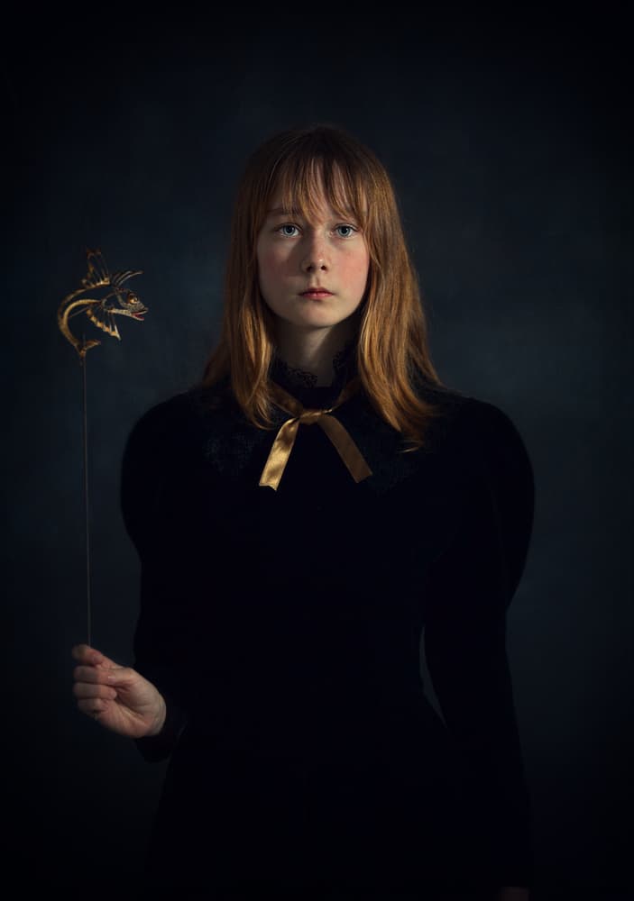 Girl with Golden Dragon by Svetlana Melik-Nubarova — canvas wall art