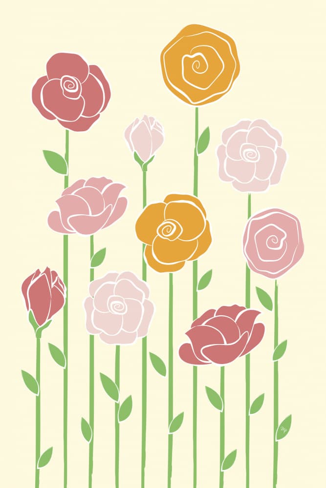 Pastel Garden Blooms by Martina — canvas wall art