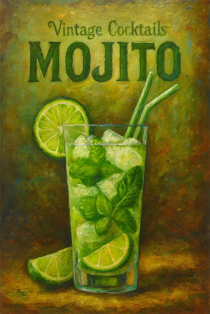 Vintage Mojito Cocktail by HUGO — canvas wall art