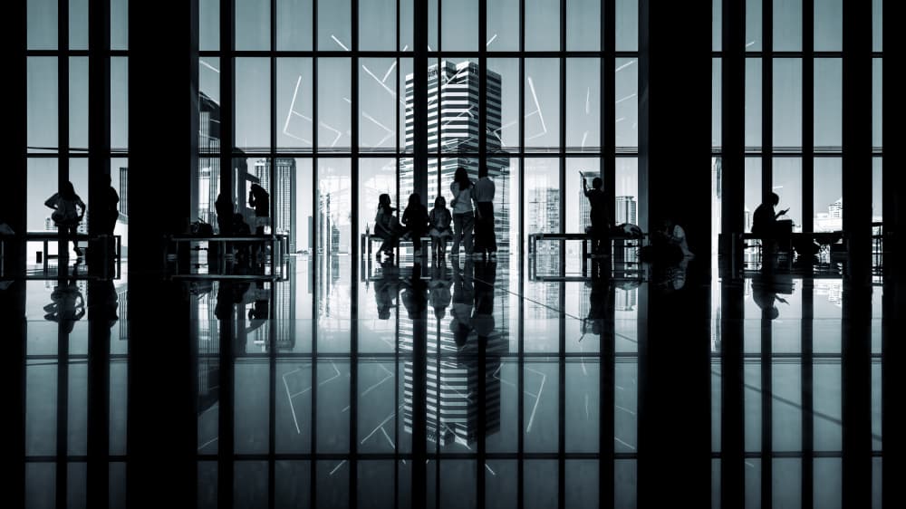 People and City Reflections by R Suguri — canvas wall art