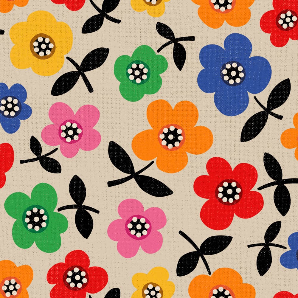 Bright Retro Flowers by Alexandra Weise — canvas wall art