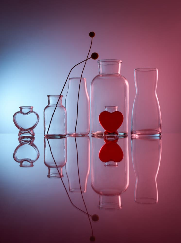 Reflective Glass Hearts by Margareth Perfoncio — canvas wall art