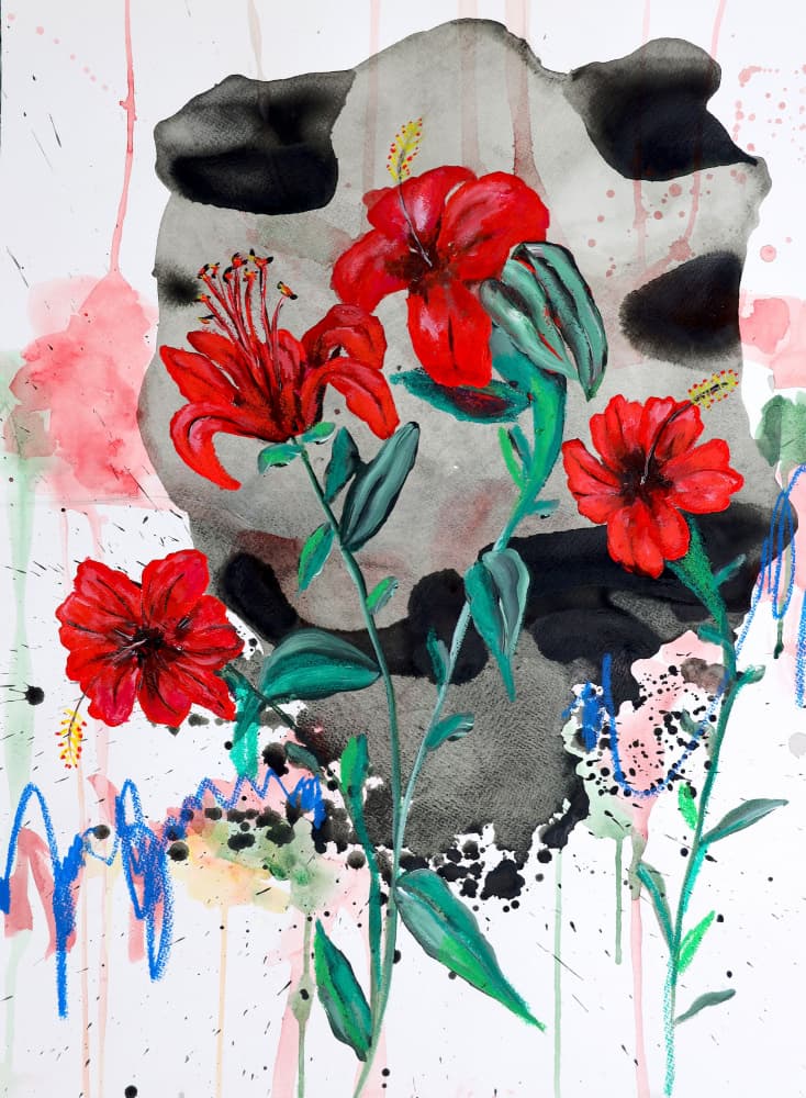 Vibrant Red Blooms by POOVI ART — canvas wall art