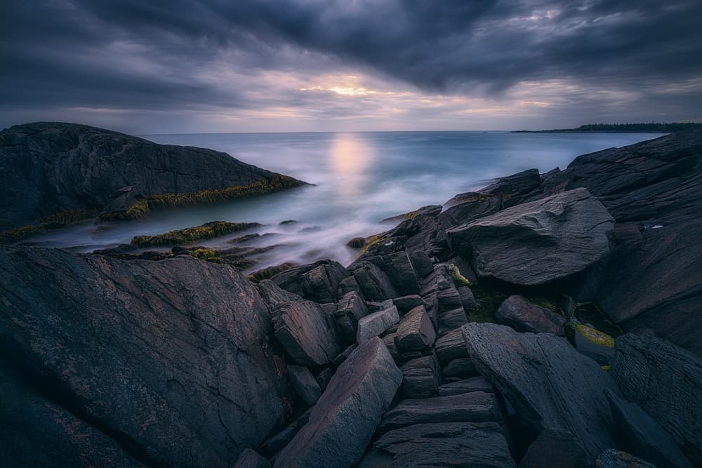 Moody Coastal Rocks by Ben.C.L — canvas wall art