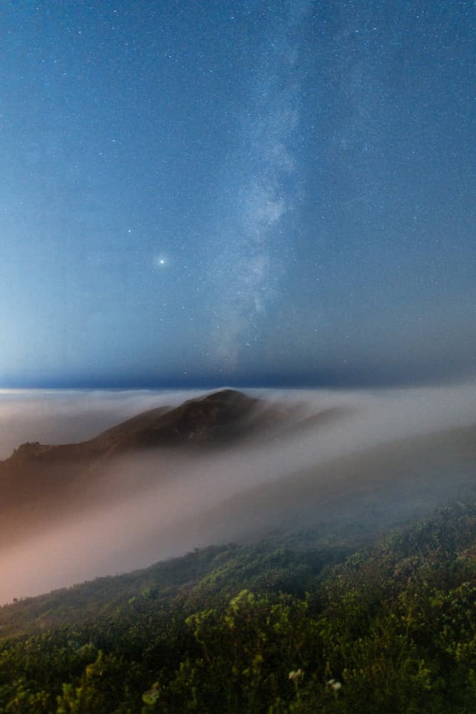 Milky Way Foggy Mountains by Chuanxu Ren — canvas wall art