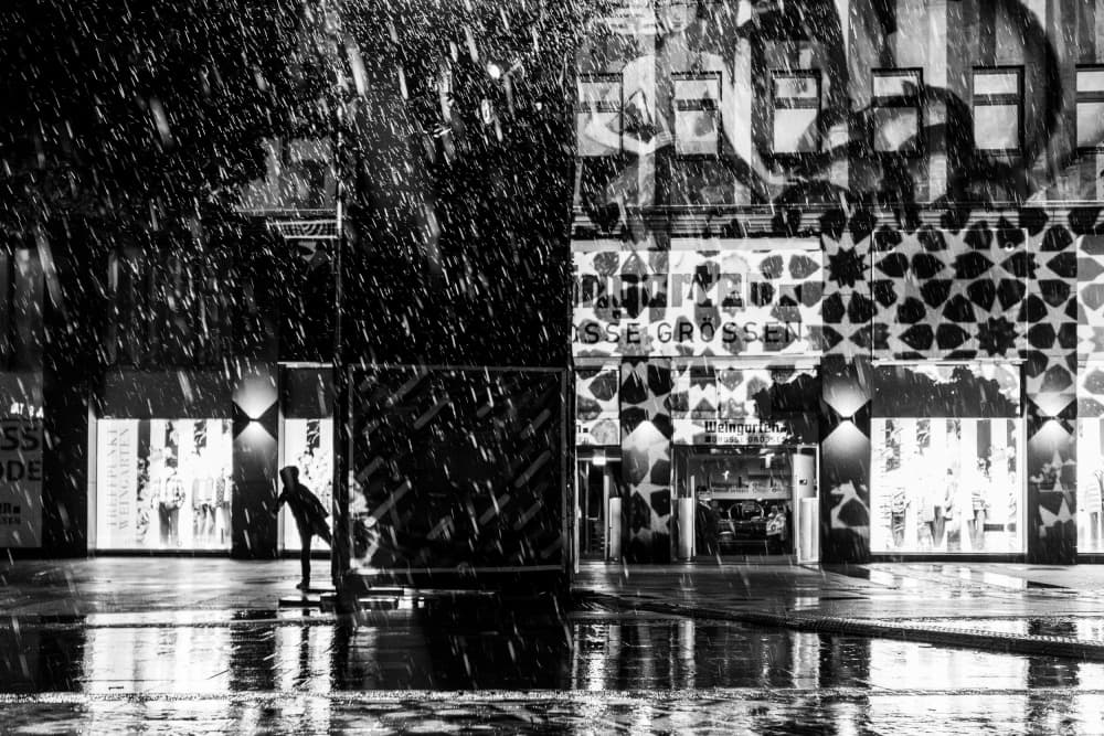 Rainy City Night Reflections by Adam Dauria ☂ — canvas wall art