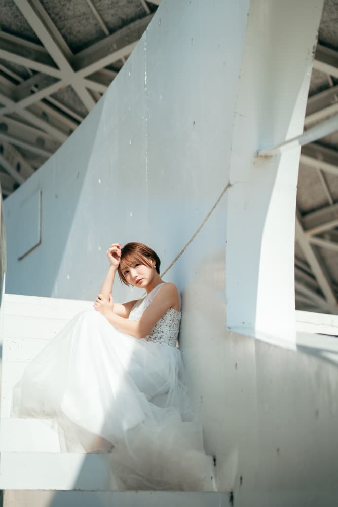 Serene Woman White Dress by h112o1 — canvas wall art