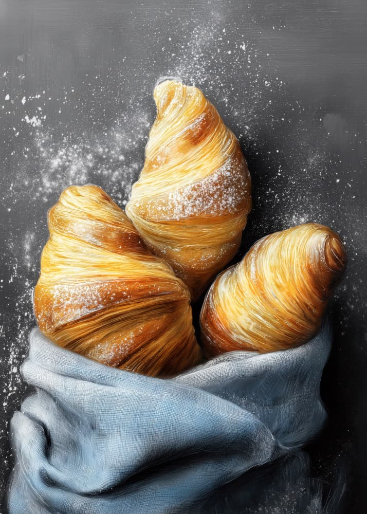 Sweet Morning Croissants by Justyna Jaszke — canvas wall art