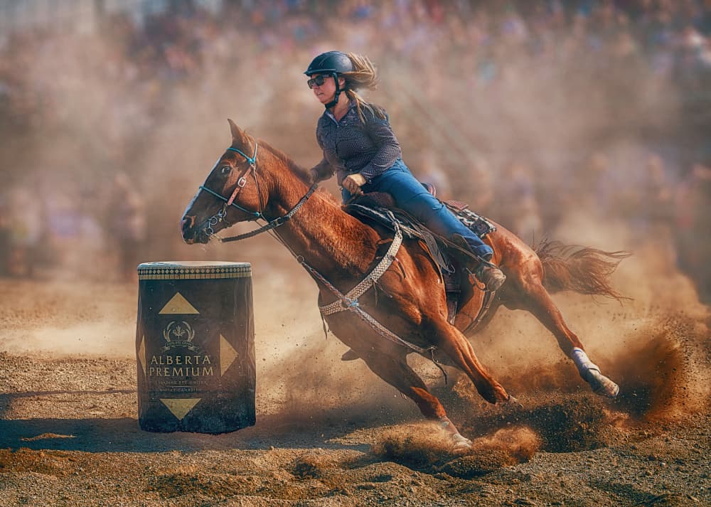 Barrel Racing Action by Ben.C.L — canvas wall art