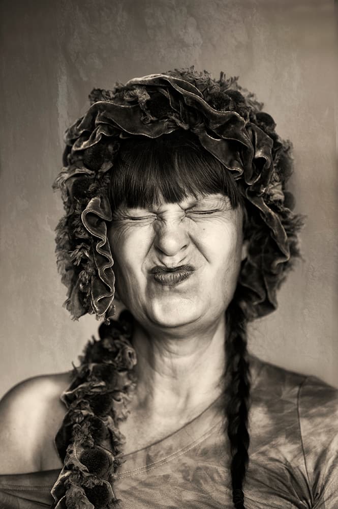 Playful Hat Portrait by Angelika Martha Himburg — canvas wall art