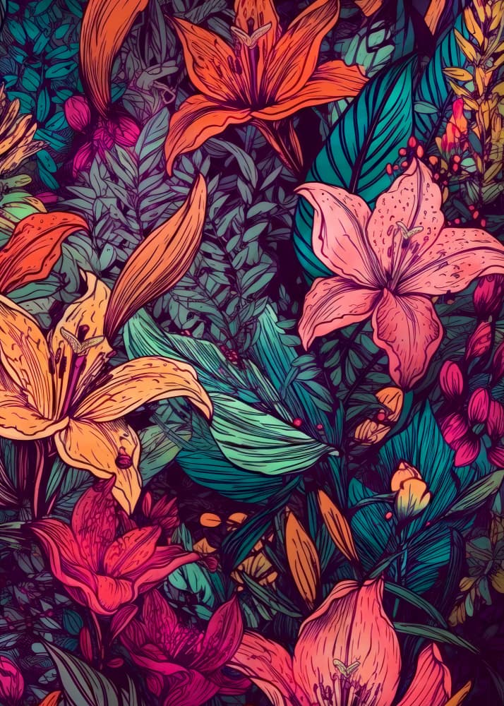 Vibrant Jungle Floral by Justyna Jaszke — canvas wall art