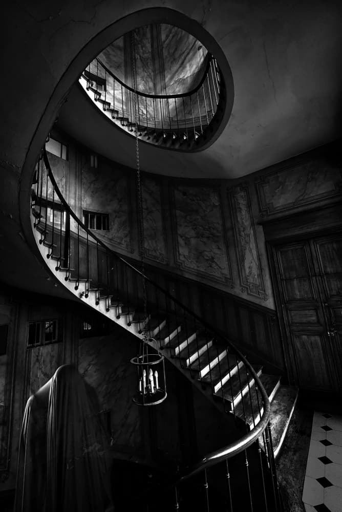 Ghostly Spiral Staircase by Jorge Pimenta — canvas wall art