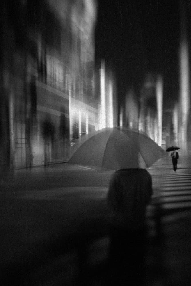 Rainy Night Umbrellas by Teruhiko Tsuchida — canvas wall art
