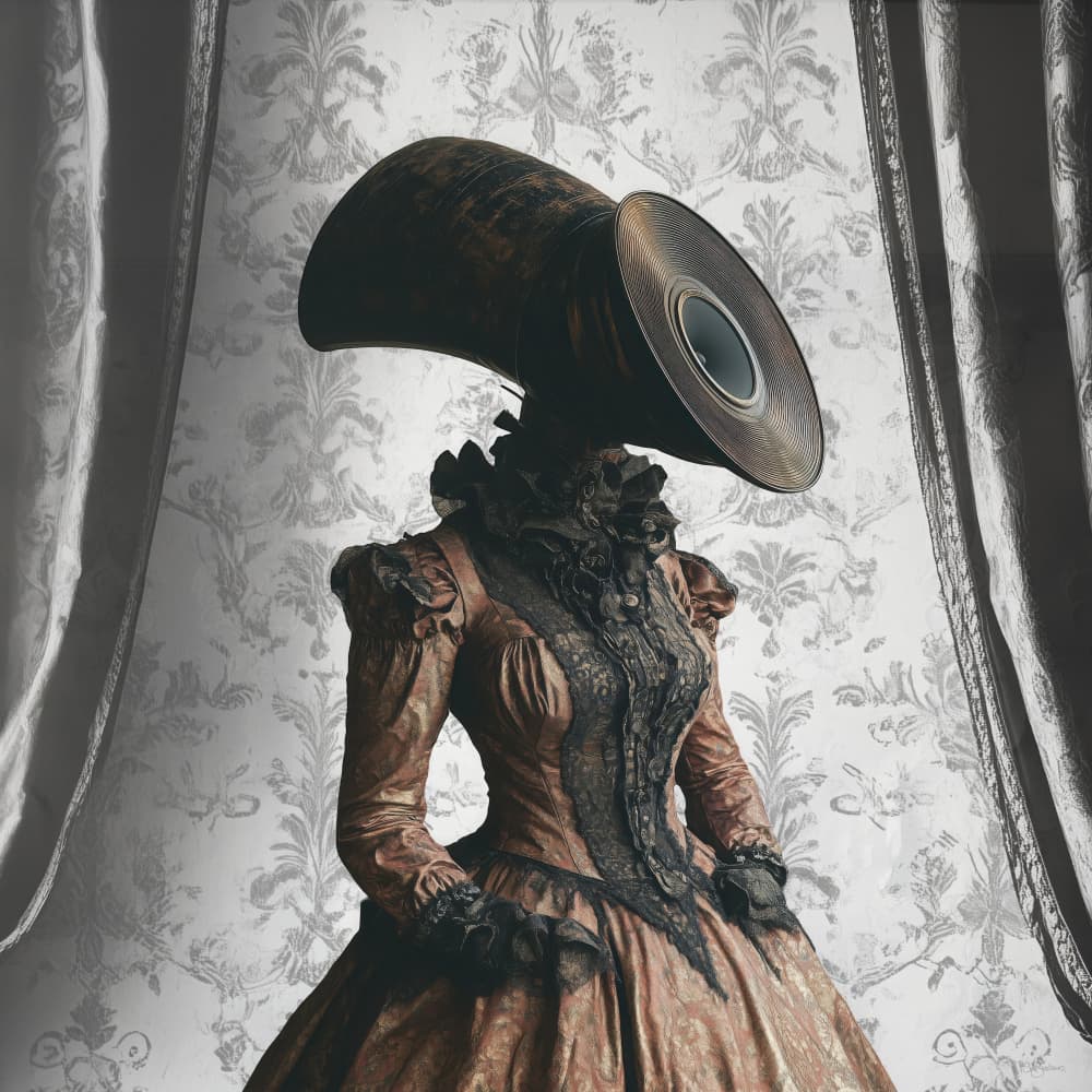 Steampunk Gramophone Lady by Sue Skellern — canvas wall art