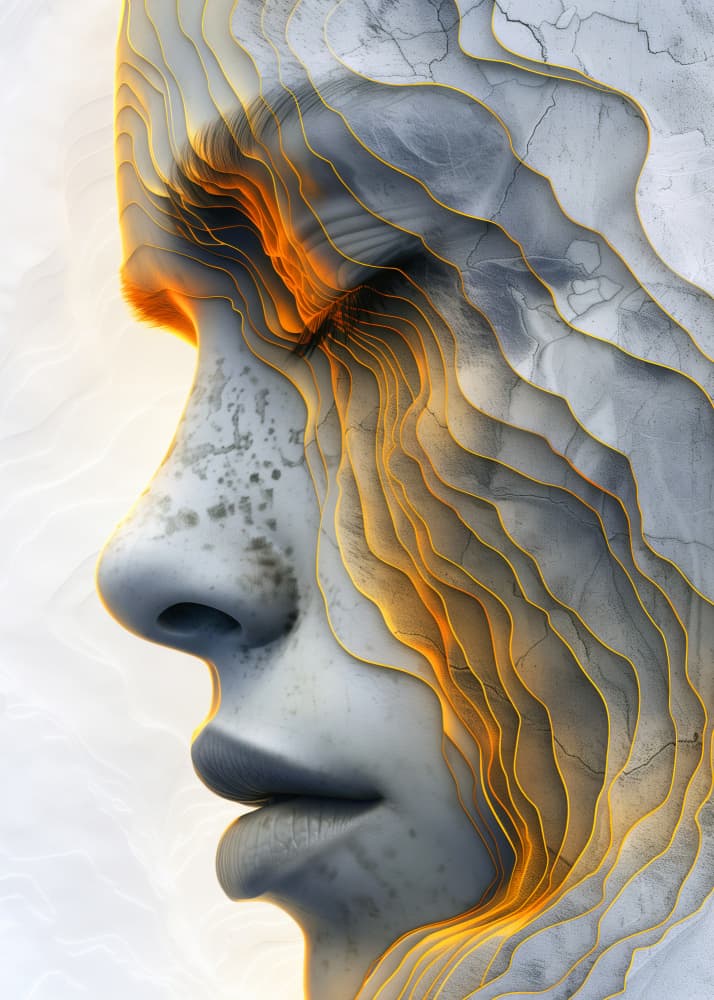 Golden Layered Profile by Justyna Jaszke — canvas wall art