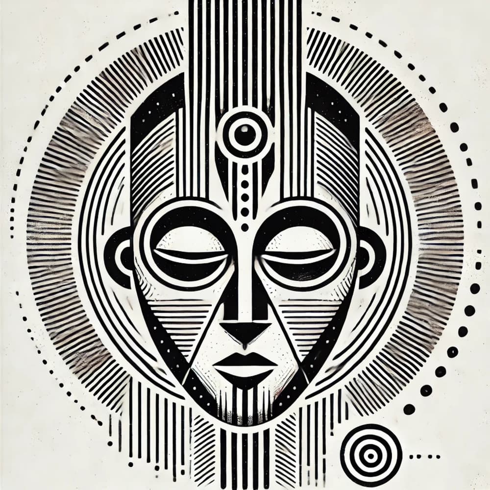 Geometric Tribal Mask by David Galan — canvas wall art