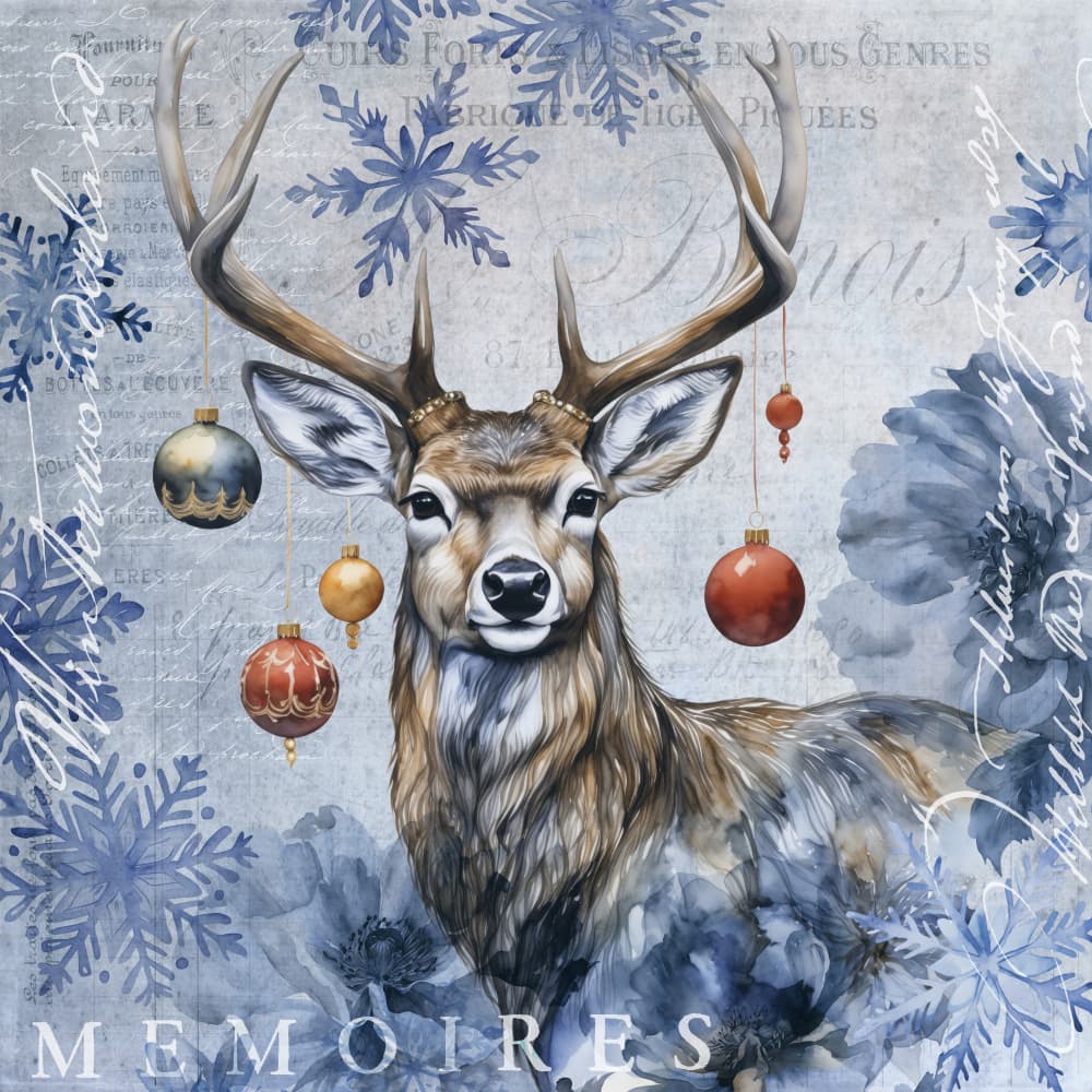 Festive Blue Stag by Andrea Haase — canvas wall art