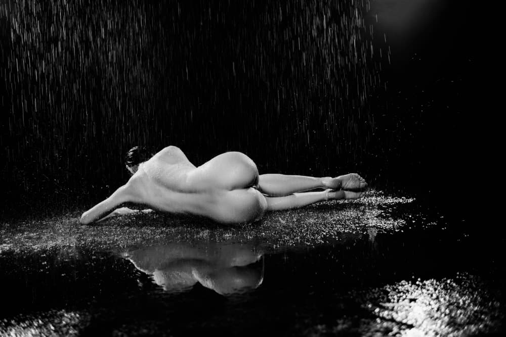 Nude Woman Rain Reflection by Zanna — canvas wall art