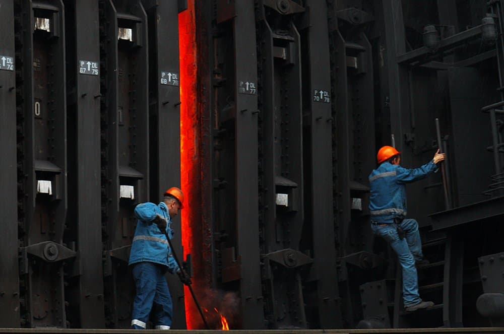 Industrial Steel Workers by Emine Basa — canvas wall art