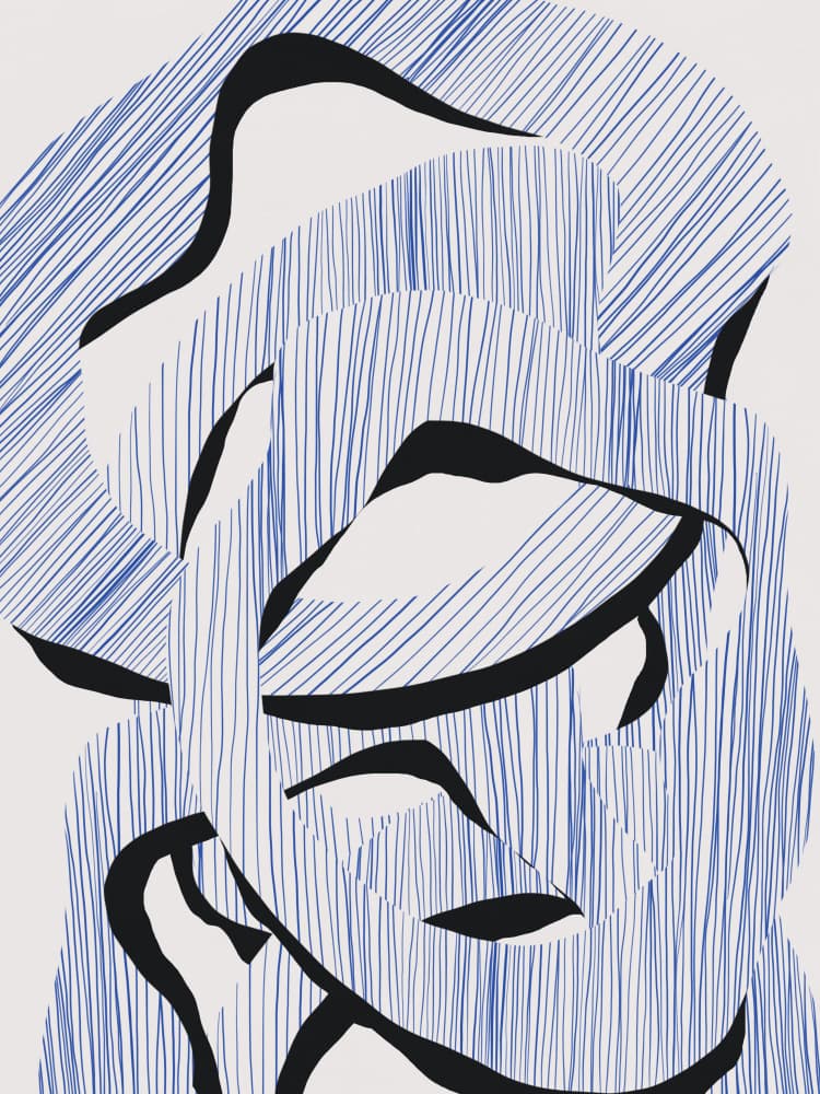 Dynamic Blue Shapes by Little Dean — canvas wall art