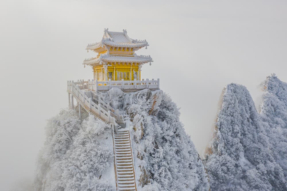 Temple on Snowy Peak by Simoon — canvas wall art