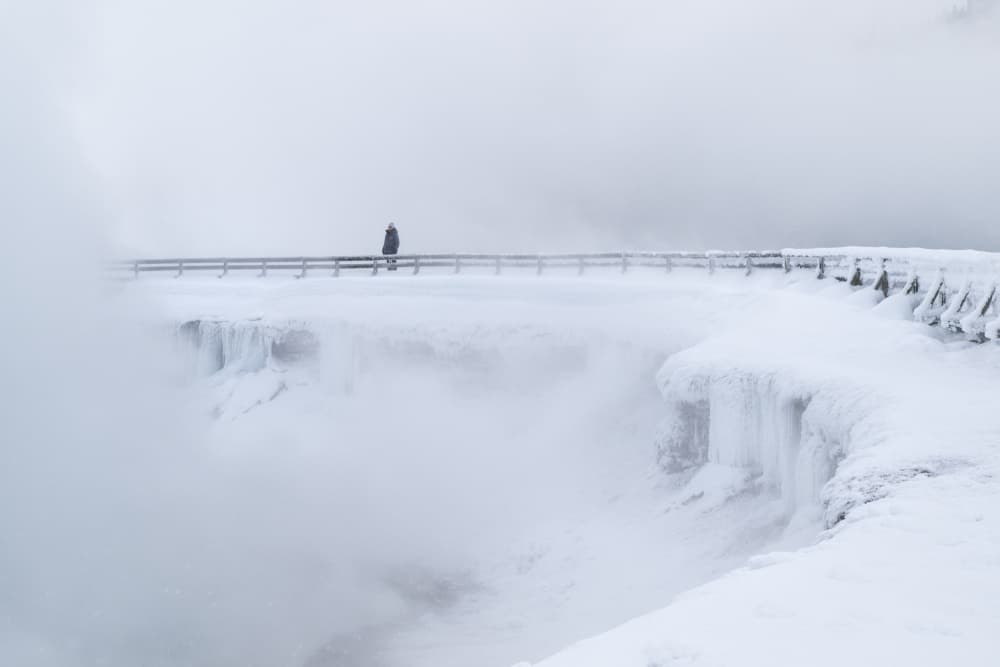 Icy Falls Wanderer by Susanne Landolt — canvas wall art