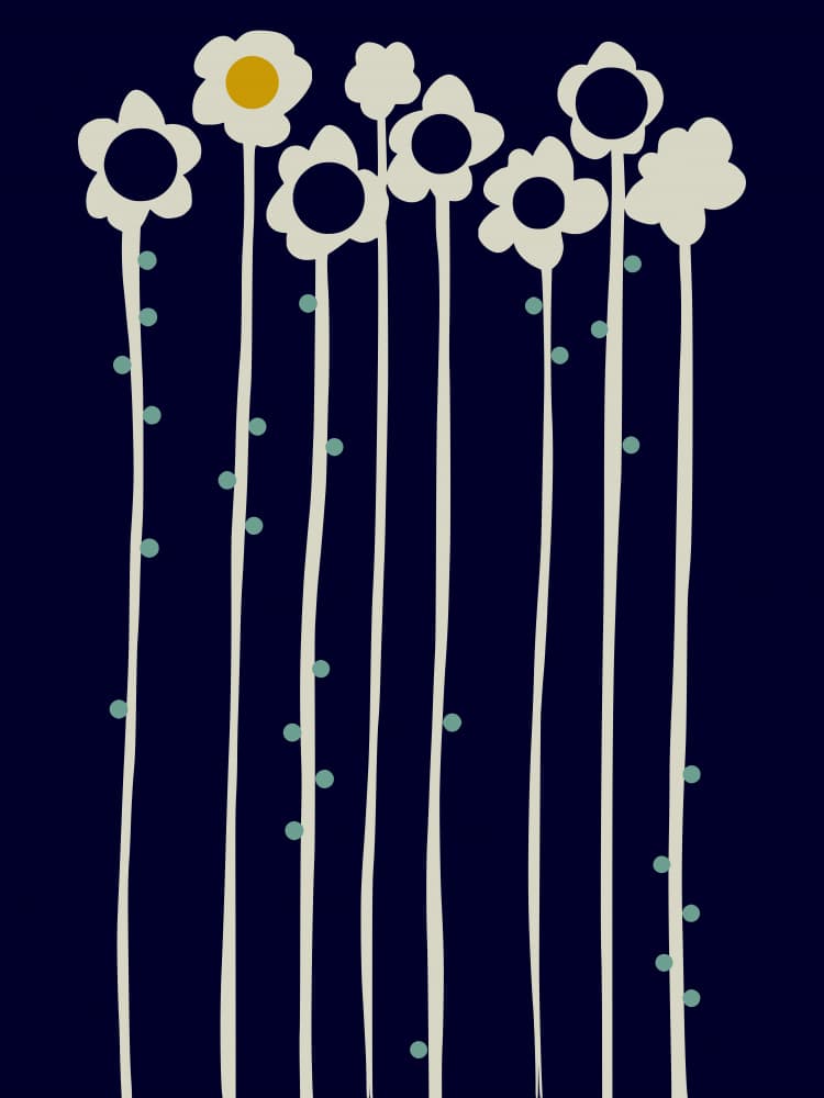 Midnight Blue Flowers by Annick — canvas wall art