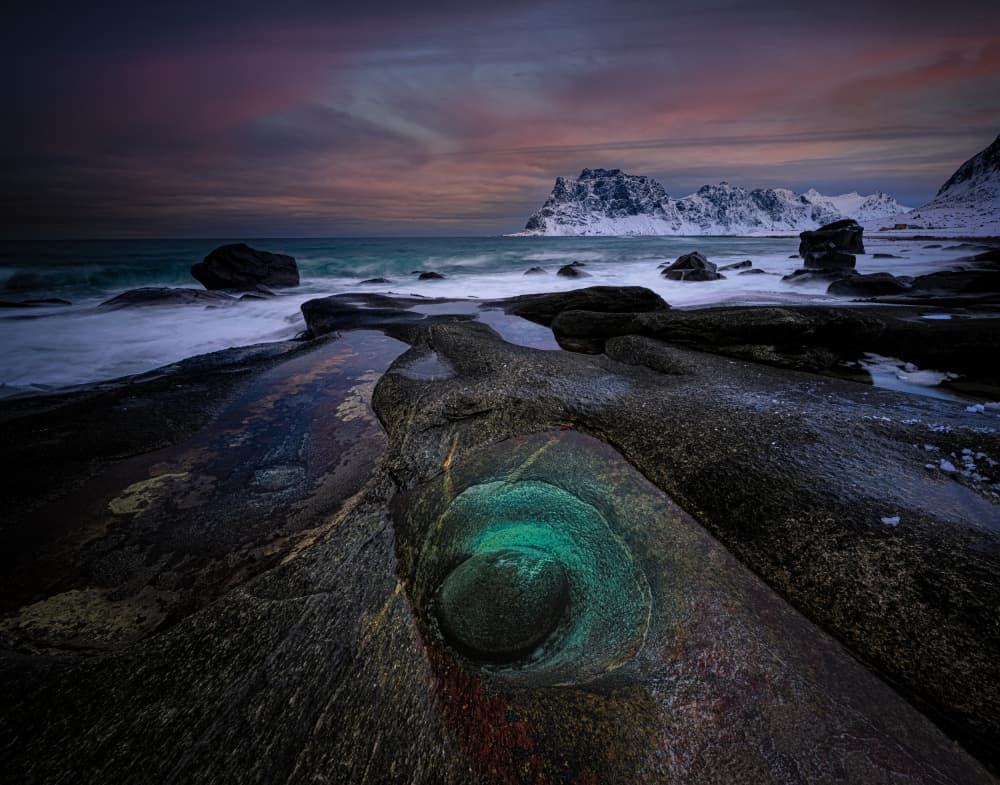 Twilight Coastal Swirl by James Zhen Yu — canvas wall art
