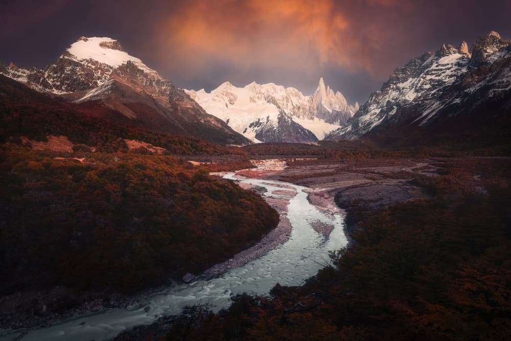 Majestic Mountain River Flow by Gu and Hongchao — canvas wall art