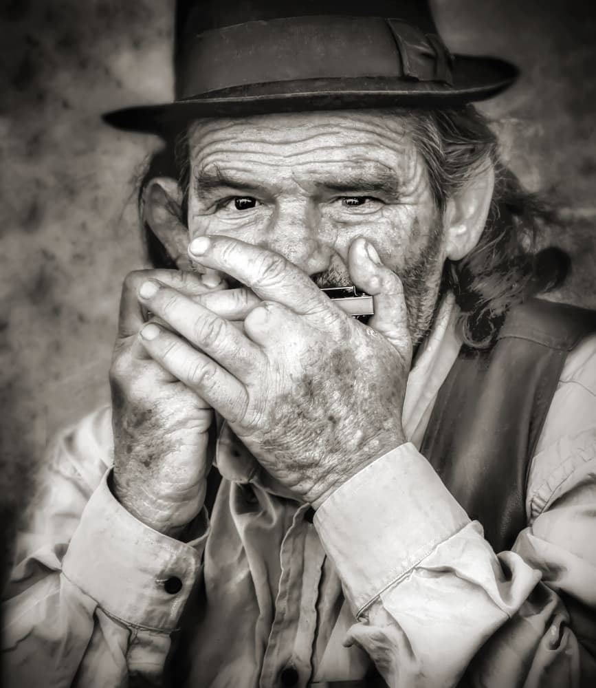 Soulful Harmonica Blues by Jan Donckers — canvas wall art