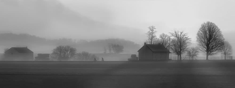 Misty Rural Farm by Yanny Liu — canvas wall art