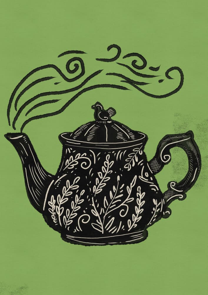 Elegant Steaming Teapot by Nicholas — canvas wall art