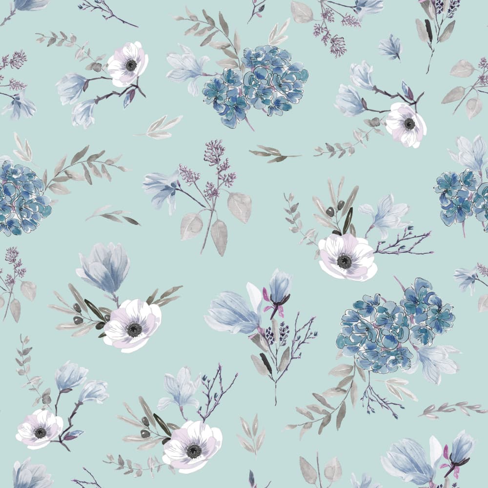 Blue Floral Pattern by Anis Illustration — canvas wall art