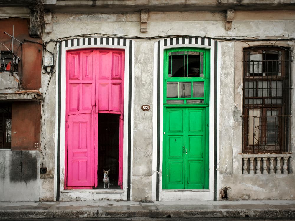 Pink Green Doors Havana by Svetlin Yosifov — canvas wall art