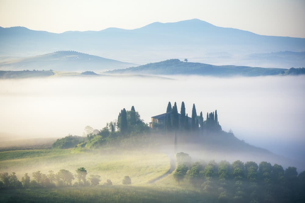 Misty Tuscan Landscape by Jean Claude Castor — canvas wall art