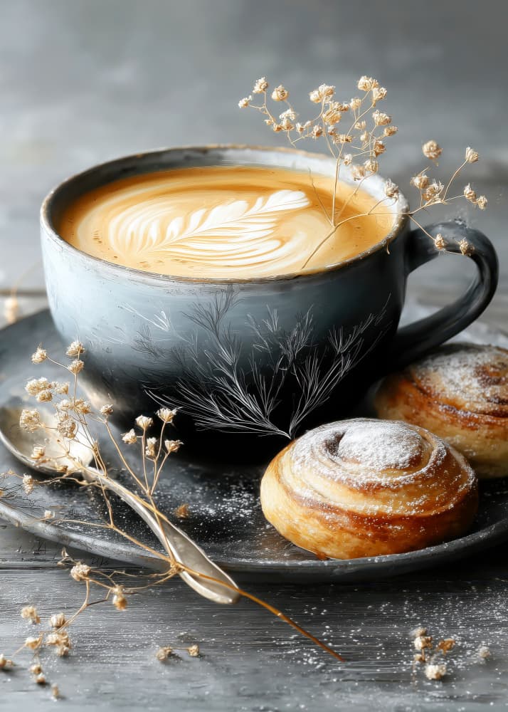 Latte Art and Pastries by Justyna Jaszke — canvas wall art