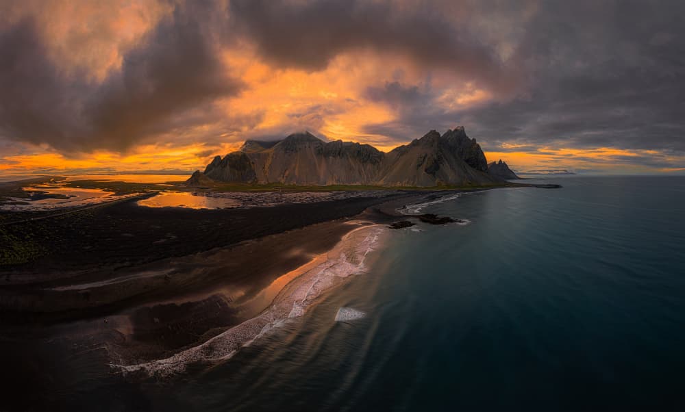Vivid Vestrahorn Sunset by Lydia Jacobs — canvas wall art