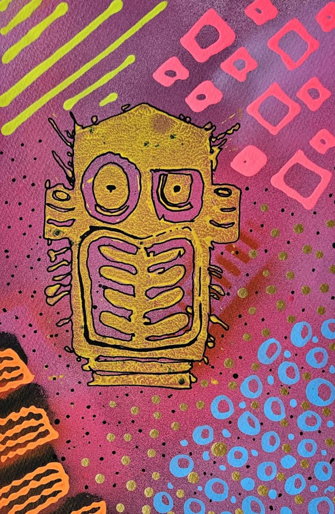 Vibrant Tribal Mask by Olea Huuska — canvas wall art