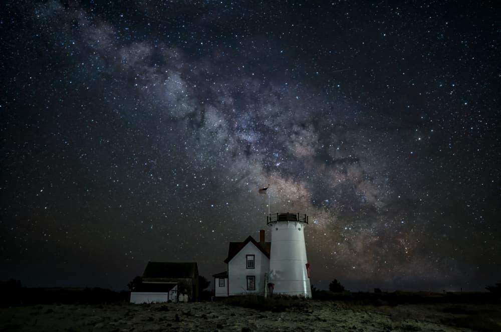 Milky Way Lighthouse Night by Ti Wang — canvas wall art