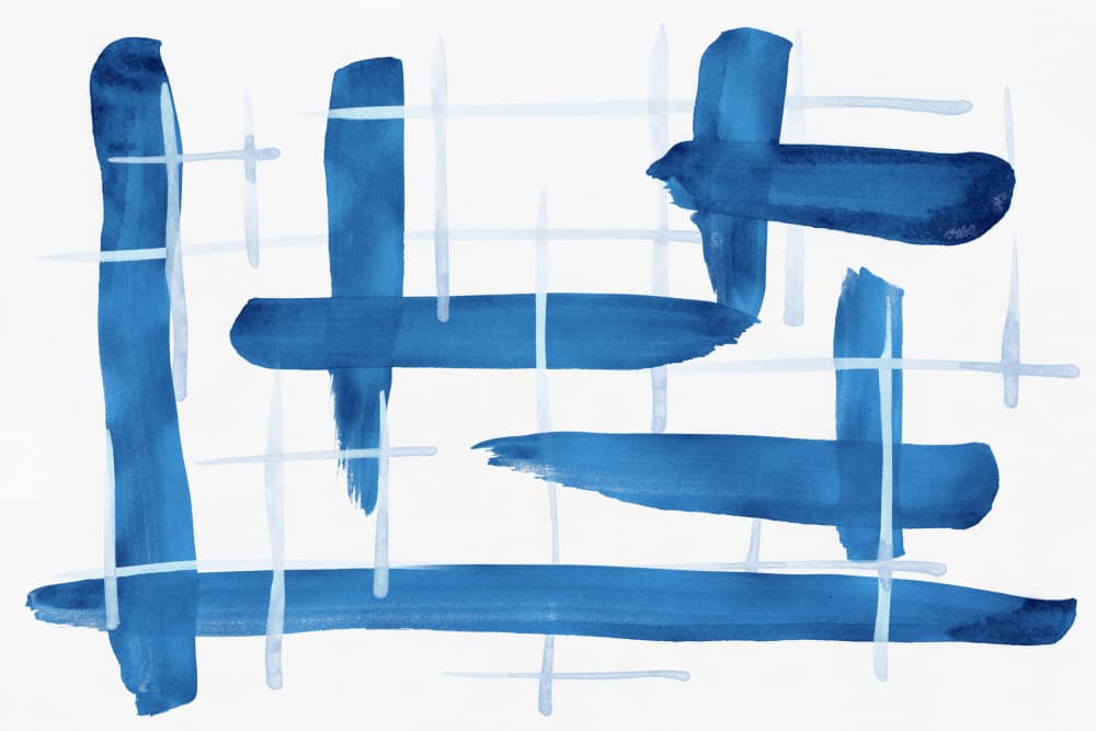 Modern Blue Grid by amini54 — canvas wall art