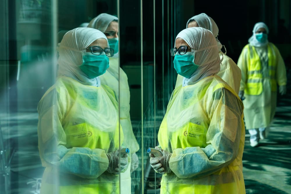 Masked Healthcare Reflection by Haitham AL Farsi — canvas wall art