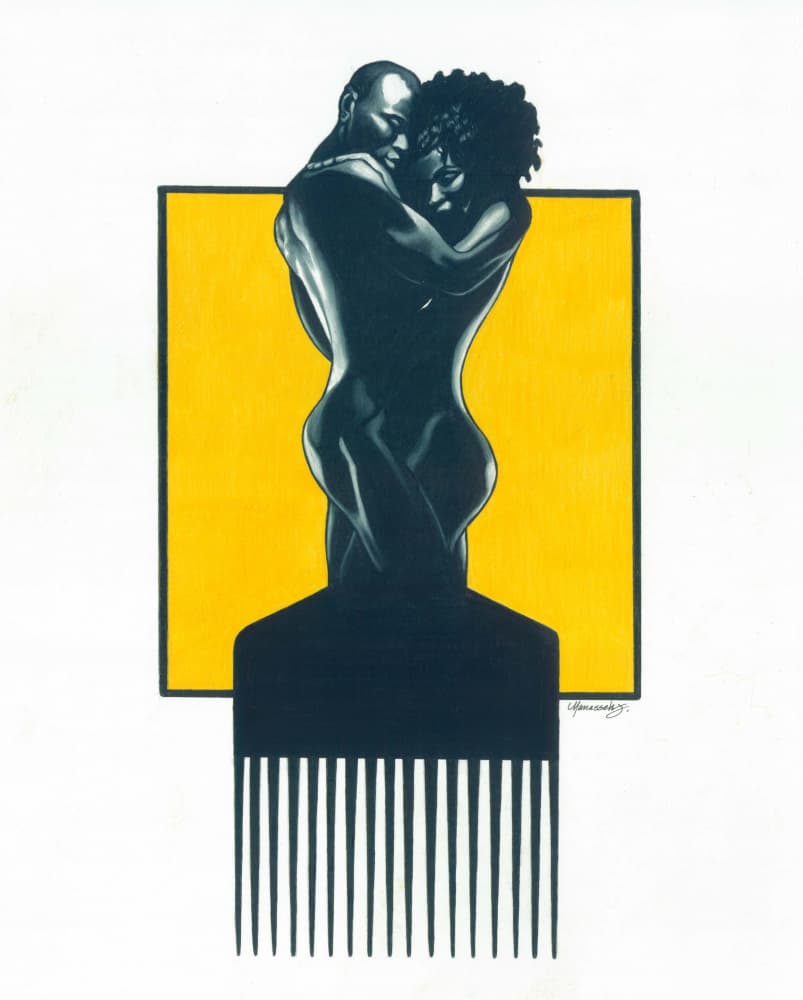 Black Love Afro Pick by Manasseh Johnson Sr. — canvas wall art