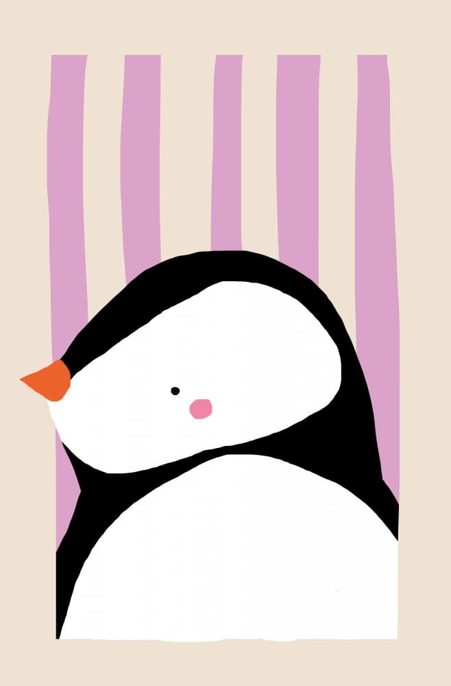 Adorable Striped Penguin by Aylin Demir — canvas wall art
