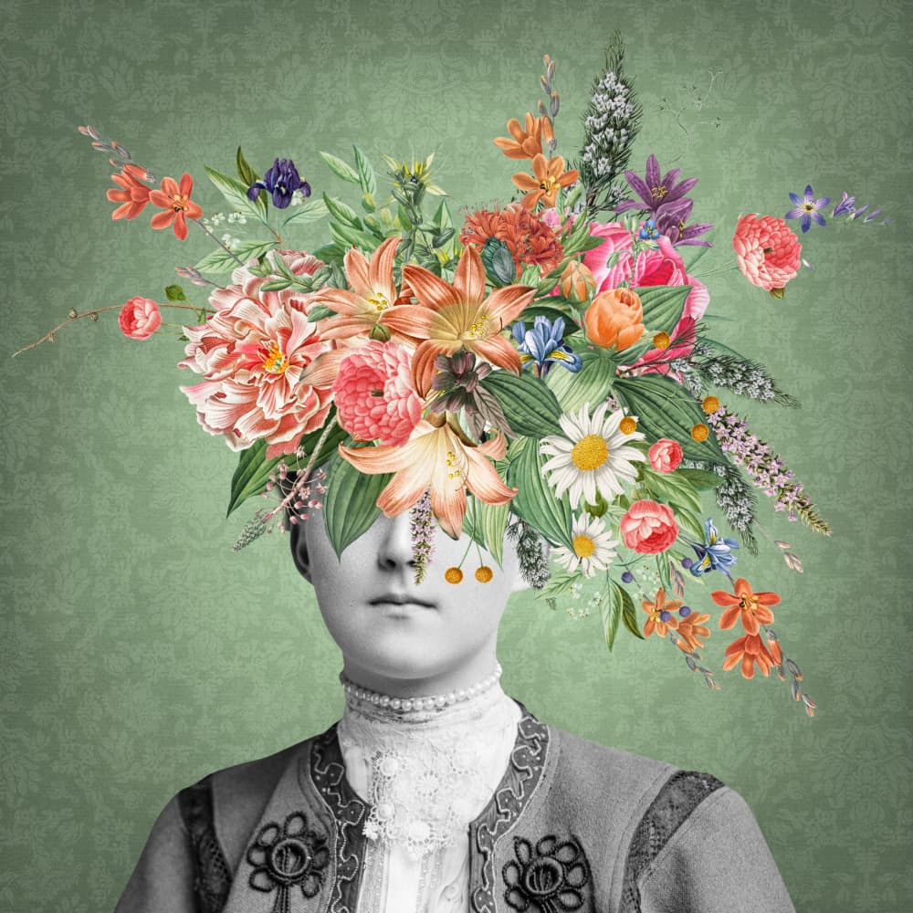 Surreal Floral Portrait by Marja van den Hurk — canvas wall art