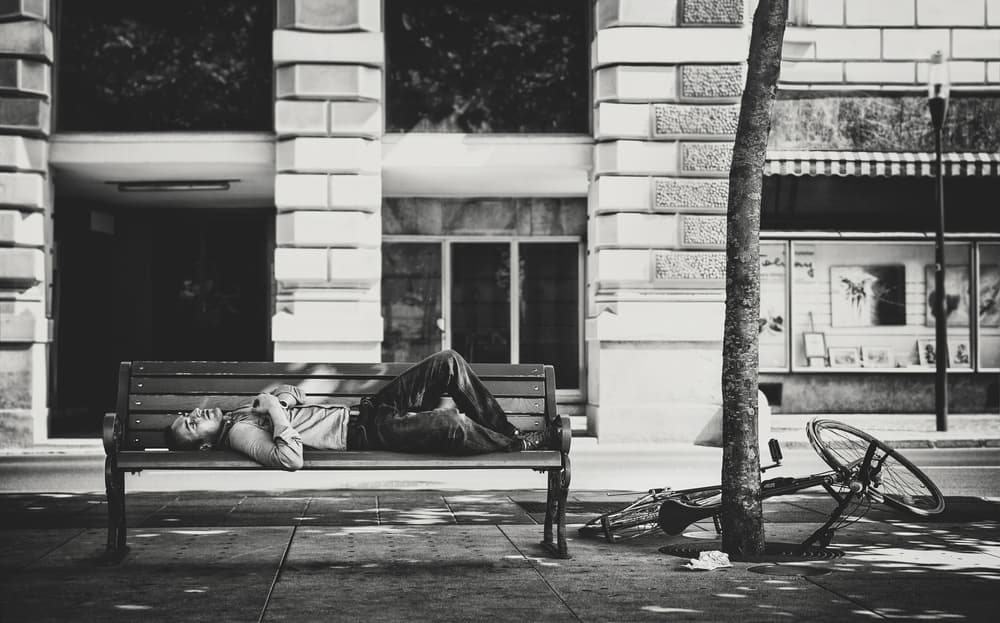 Sleeping Man City Street by Samir Pajic — canvas wall art